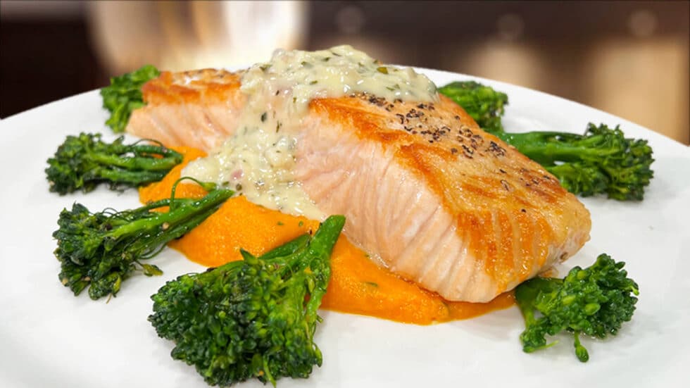 Pan Seared Salmon with Creamy Tarragon & Shallot Sauce
