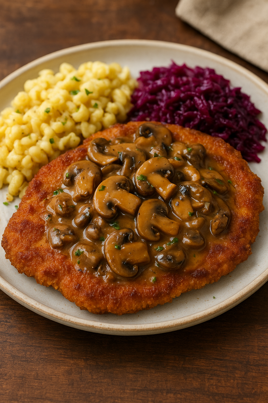 JAGERSCHNITZEL AND MUSHROOM SAUCE