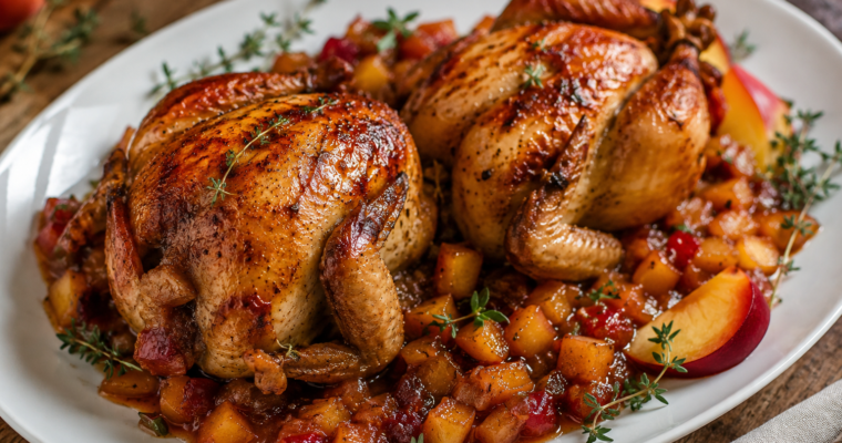 Rotisserie Game Hens With Nectarine Chutney