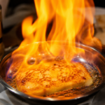 Authentic Greek saganaki cheese flambé